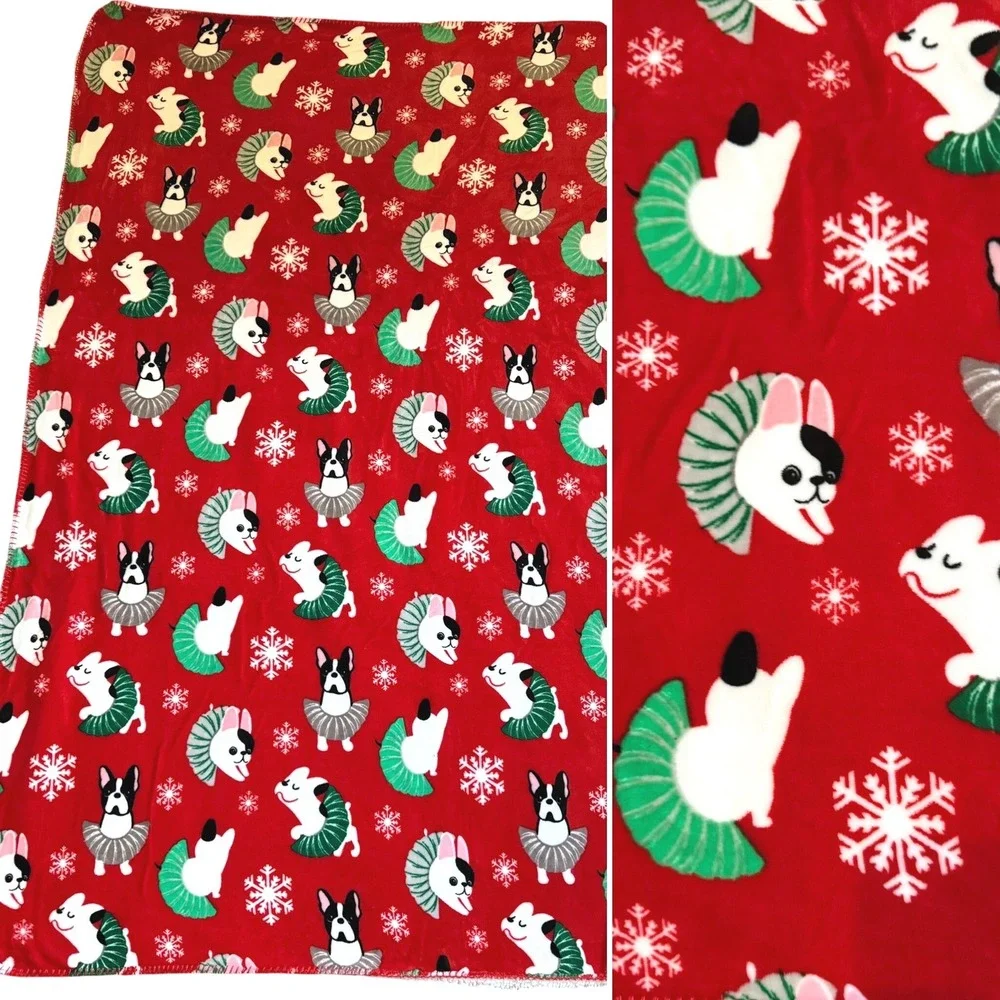 Berkshire Blanket French Bulldog Boston Terrier Ballerina Christmas Sherpa Dogs